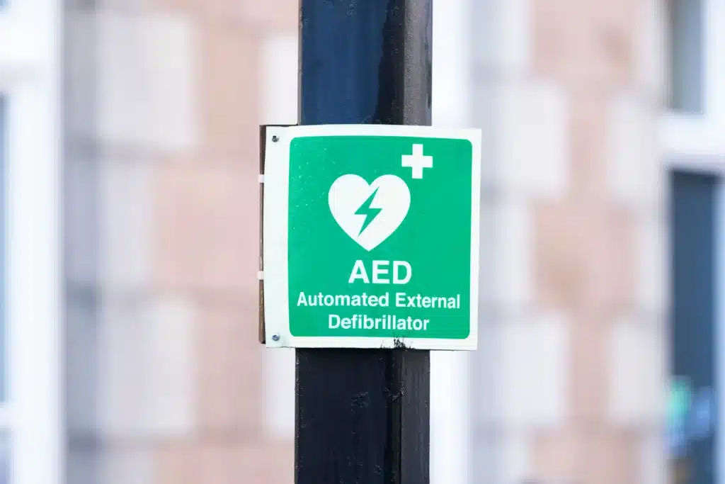 Defibrillator External Automated Aed Sign In Public Street