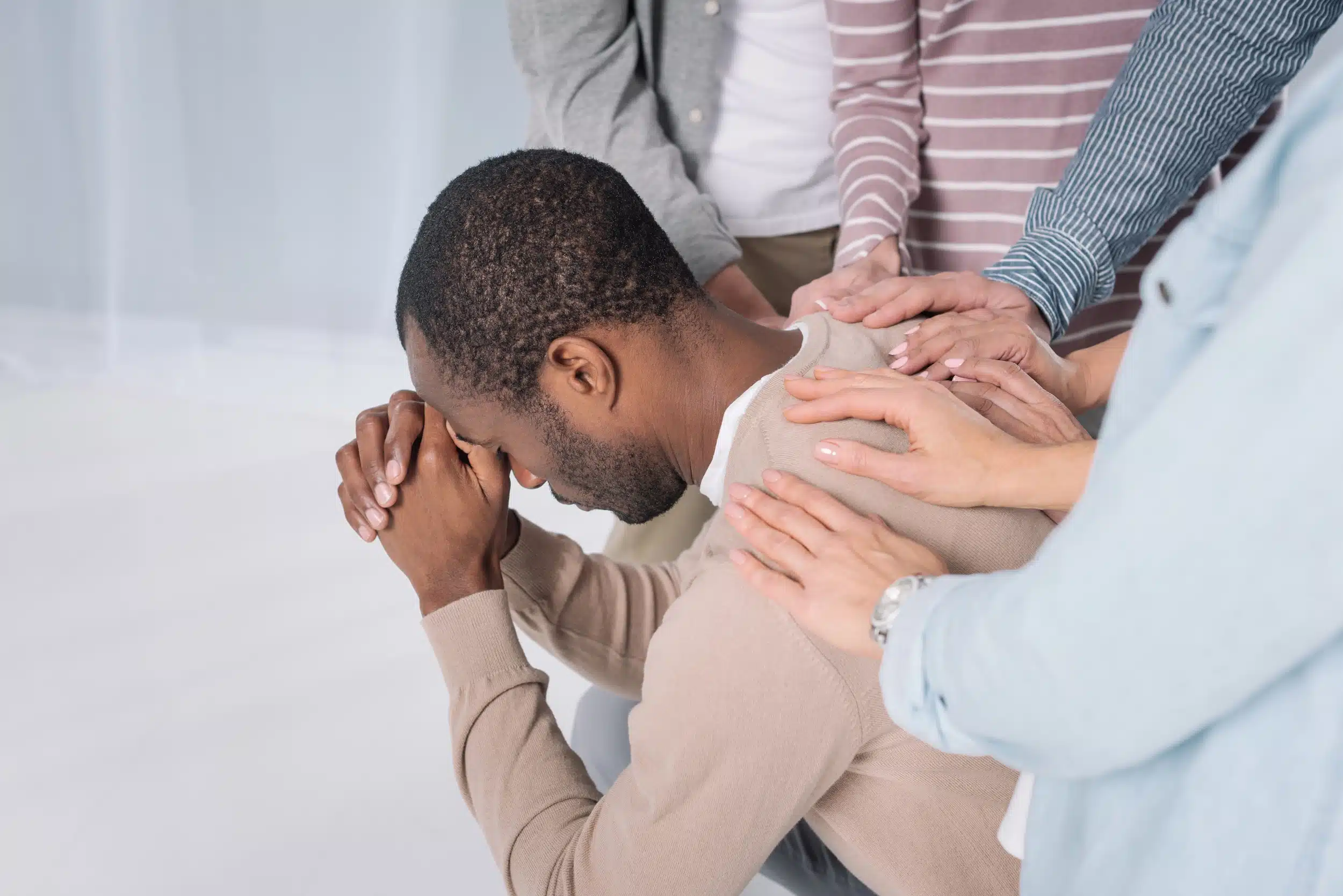 man receiving support